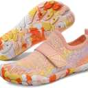 ATHMILE Kids Water Shoes Boys Girls Water Shoes Quick Dry Barefoot Beach Sports Swim Pool Summer Shoes(Little Kid/Big Kid) (1.5-2 Big Kid, Orange Cobweb)