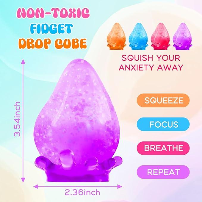 Fidget Toys Dream Squishy Drop, Stress Cube Squishies Anxiety Stress Relief, Ice Squishy Stress Cube-Drop Malt Sugar Balls, Sensory Ball for Kids with Autism (Pink, 1)