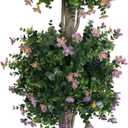 Set of 2, 37 Inch Artificial Topiary Tree, Purple Flower