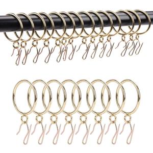 Curtain Rings with Hooks Rustproof Metal Drapery Rings with Eyelets and Pinch Pleat Curtain Hooks for Window Door Shower Curtain 1 Inch Inner Diameter 24 Pack Gold TXZWJZ