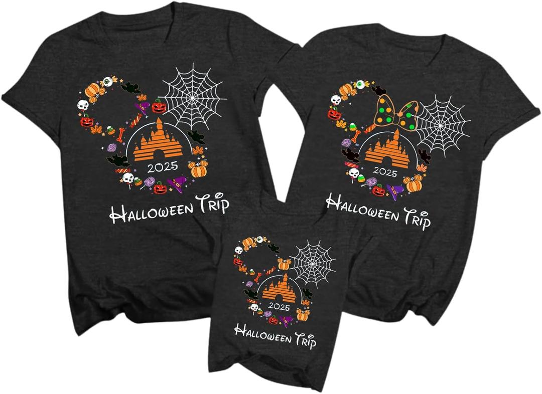 Family Halloween Matching T-Shirts Pumpkin Shirts Funny Spooky Family Costume Tees Top for Kids Adults (Small, Gray-men)