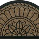 Mibao Half Round Door Mat, Non-Slip Welcome Entrance Way Mat, Durable Rubber Door Mats, Low-Profile Heavy Duty Doormat, Half Circle Mats for Garage, Patio, High Traffic Areas, 18" x 30", Beige&Brown