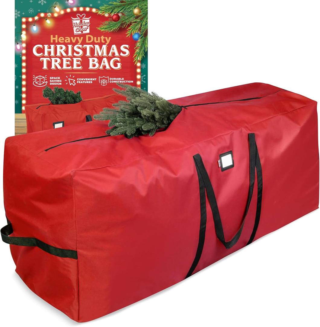 Holiday Cheer Christmas Storage Bag Heavy Duty Fits Up to 7.5ft Tall Artificial Tree, Waterproof with Durable Handles & Zipper Xmas Tree Storage Bag (RED)