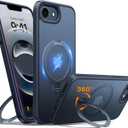 TORRAS 360 Spin for iPhone 16e Case 2025 with Stand, Fit for MagSafe, 4X Military-Grade Protective, Rotatable Kickstand Phone Case for iPhone 16e Case, Ring Holder Slim Cover, Matte Black 6.1''