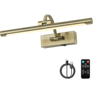 DESOOP Wireless Picture Lights Rechargeable Gallery Lighting Battery Picture Frame Light with Remote and Timer, Adjustable Art Light for Paintings, Portraits, Antique Bronze Finish 16'' Inch 3W 2700K