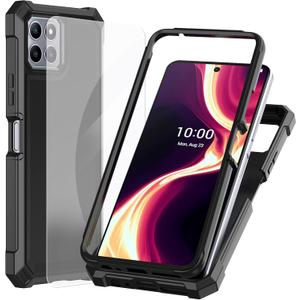 Ailiber Phone Case for Boost Mobile Celero 5G Plus, Celero 5G Plus Case with Screen Protector Tempered Glass, 2 Layer Structure Protection, Shockproof Corner Bumper Phone Cover-Black
