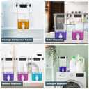Soaoo 3 Set 87 oz Liquid Laundry Detergent Dispenser with Faucet and Cup Holder Labels Plastic Fabric Softener Container Detergent Drip Catcher for Laundry Room Washing Soap