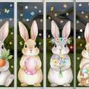 Tenceur Large Easter Bunny Window Clings, Cute 12 x 35.4 Inches Spring Watercolor Bunny Rabbit Window Stickers for Glass Home or Holiday Easter Party Supplies, 3 Sheets