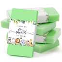 Demissle 50 Pcs Baby Shower Soap Favors with Jungle Safari Animal Themed Labels Scented Green Handmade Mini Soaps for Favors Guests Party Keepsakes Decorations