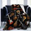Music Musical Guitar Flannel Throw Blanket Lightweight Soft Warm Bed Throws for Home Couch Room Sofa Office Travel Camping Dorm Decor Adults Kids Gifts 60x50 Inch (Color 2)
