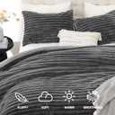 Smoofy Fluffy Queen Comforter Set 3 Pieces - Dark Grey Fleece Fluffy Comforter Set, Luxury Fuzzy Queen Bedding Set, Soft Warm Bed Set All Season, Heavy Faux Fur Comforter with 2 Pillow Cases
