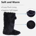 Forfoot Slipper Boots, Cozy Indoor Booties for Women Fluffy Comfortable House Shoes Fuzzy Anti-Slip Boots Winter (Black)
