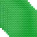 6 Pack Large Building Brick Baseboard in Green, 10 x 10 Inch Baseplates Compatible with DUPLO,MEGA, Baseplate for DIY Play Table or Wall