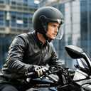 TRIANGLE Open Face Motorcycle Helmet Retro 3/4 Helmets with Clear Visor for Men Women DOT Approved (Black, XL)