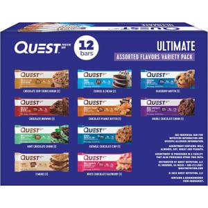 Quest Nutrition Ultimate Variety Pack Protein Bars, High Protein, Low Carb, Gluten Free, Keto Friendly, 12 Count (EXP 10/15/26)