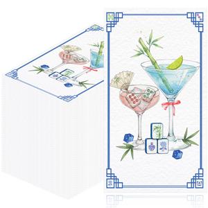 100 Pcs Mahjong Cocktail Napkins, Bamboo Mahjong Party Napkins, Blue Pink Martinis Dice Table Decor for Mah Jongg Night, Girls Night, Game Night Party Supplies