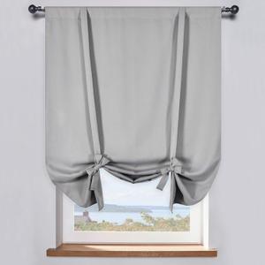 DONREN Light Grey Balloon Roman Blind - Window Tie Up Shades for Campers/Bathroom Window/Thanksgiving (1 Piece 34 W by 63 L)