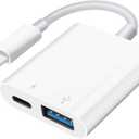 SUNTRSI USB Camera Adapter, USB Female OTG Adapter for iPhone iPad, Portable USB Adapter for iPhone with Charging Port, No Application, Plug and Play