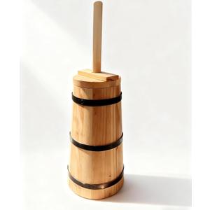 Butter Churner Old Fashioned Wooden-Style, 30 cm Tabletop Manual Dash Churn, 3 L / 3.2 Qt Capacity, Removable ~40 cm Plunger, Farmhouse Butter Maker for Home Kitchen, Hand-Operated Easy-Clean