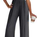 ANRABESS Jumpsuits for Women Dressy Casual Summer Sleeveless Rib Knit Wide Leg Jumper Romper One Piece Outfits with Pockets Dark Grey Medium (Gray, M)