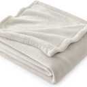 Bedsure GentleSoft Fleece Throw Blanket Linen - 300GSM Soft Lightweight Plush Cozy Blankets for Bed, Sofa, Couch, Travel, Camping, 50x60 inches