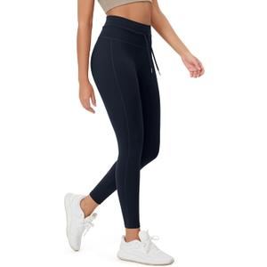 ODODOS Women's Drawstring Tie Leggings 25" / 28" High Waist Workout Yoga Pants (Deep Navy) 
 Small