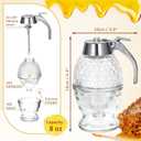Honey Dispenser, No Drip with Stand, Maple Syrup Honey Container, Elegant Honeycomb Design for Home Decor for Any Occasion