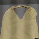 ForeFair Women Sexy Halter Deep V Neck Backless Crop Tank Top Open Back Sleeveless Slim Fit Y2k Summer Tops (Large, Light Yellow)