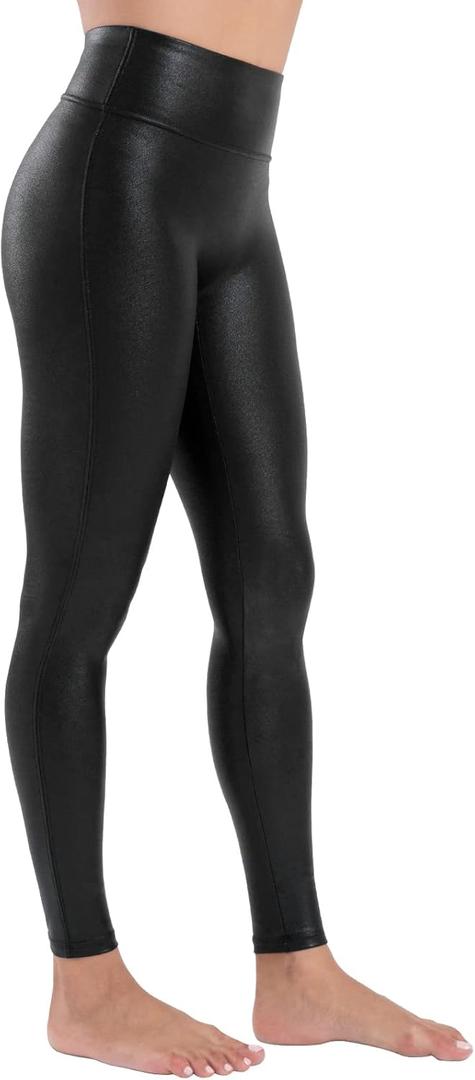 Tagoo Faux Leather Leggings for Women Tummy Control Dressy Leggings High Waisted Pleather Pants Disco Outfits XXL
