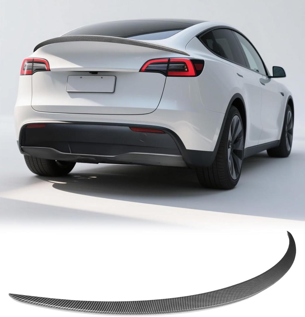 Rear Spoiler Compatible with Model Y 2020-2023 Carbon Fiber Patterned ABS Spoiler Wings Lip Tail Wing Rear Trunk Lid Accessories