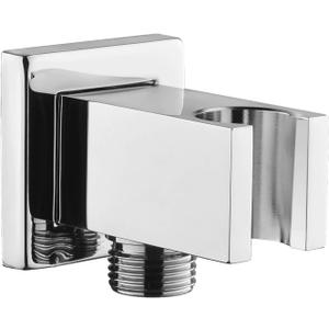 Chrome Wall Supply Elbow with Hand Shower Holder, Keymark Brass Square 1/2Shower Hose Connector, Wall Mount Drop Ell Union Water Outlet