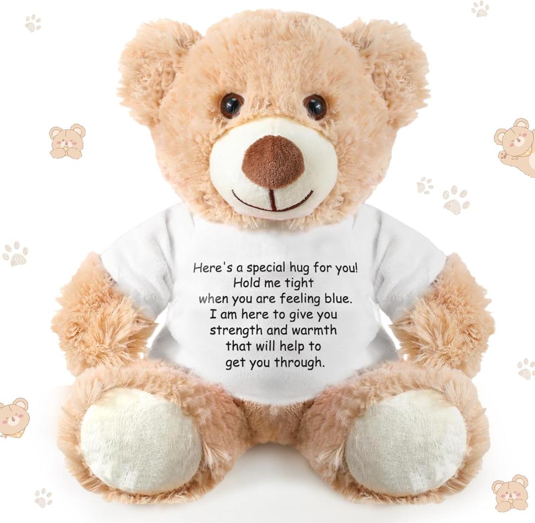 Lenwen a Bear Hug Gift Get Well Soon Sympathy for Women Plush Stuffed Animal Hug Thinking of You Condolences Memorial Loved Present(Khaki,Bear)