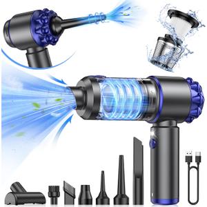 G-TING Handheld Car Vacuum Cleaner Portable Cordless 16000PA, 4 in 1 Air Duster and Vacuum Cleaner with LED Light and Multi-Nozzles, Mini Hand Held Vacuum Rechargeable for Home, Car, Pet, Office