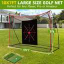 10x7ft Golf Net: Golf Hitting Practice Nets for Backyard Driving Real Balls, Heavy Duty Golfer Training Net with Mat for Outdoor/Indoor/Garage/Basement Hitting Swing Chipping,Ideal Gift for Men Dad