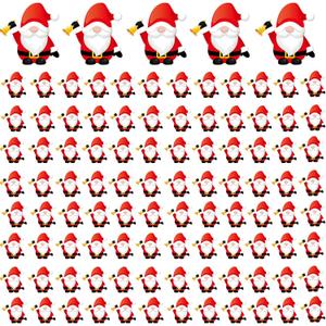 100pcs Christmas Mini Santa Claus Gnomes Figurines Tiny Holding a Bell Gnome Figures to Hide and Seek Little Rubber Statue for Collectibles Christmas Gifts Decorations Indoor and Display