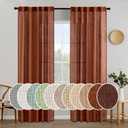 MIULEE Burnt Orange Linen Curtains 84 Inch Length for Bedroom Living Room, Soft Thick Linen Textured Window Drapes Terracotta Rust Boho Fall Decor Semi Sheer Light Filtering Back Tab 2 Panels
