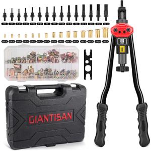 Rivet Nut Tool, GIANTISAN 16-inch Rivnut Tool Kit with 15 SAE & Metric Mandrels, 236pcs Rivnut Assortment Kit and Rugged Carrying Case