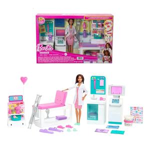 Barbie Fast Cast Clinic Playset, Brunette Barbie Doctor Doll, 30+ Play Pieces, 4 Play Areas, Cast & Bandage Making, Medical & X-ray Stations, Exam Table, Gift Shop & More, Great Toy for 3 Years & Up