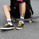 HUGSWEET Striped Retro Crew Breathable Cotton Soft Socks for Women Athletic Casual Thin Novelty Socks for Women or Men (S)