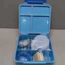 Bento Lunch Box with 9.5 oz Soup Thermo, Kids Leakproof 4 Compartments Bento Box with Silicone Cupcake,Fruit Fork,Spoon and Sauce Cup,Insulated Food Jar for School Travel-Blue