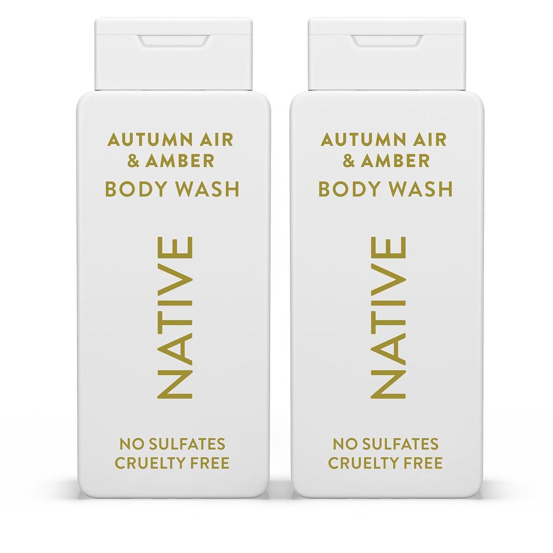 Native Body Wash with Naturally Derived Ingredients  Autumn Air & Amber  Sulfate & Paraben Free  For Women & Men  SkinLoving Cleanser  18 oz (2Pack)