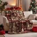 Horaldaily Christmas Flannel Blanket Throw, Christmas Red Reindeer Snow Soft Fuzzy Plush Cozy Fleece Blankets for Couch Sofa Bed Lounging, Ideal Gifts for Kids Adults Wife Self, 50x60