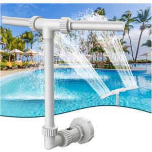 Klleyna Water-Fountain Dual Spray Swimming-Pool-Accessories - Upgrade Above/Inground Waterfall Cooler, Adjustable 2 in 1 Nozzle, High Pressure Pond Aerator, Garden Sprinkle Feature Outdoor Dcor (White)