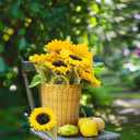 10 Pcs Sunflowers Artificial Flowers with Long Stems Silk Fake Large Sunflowers Bouquet Faux Sunflower Arrangement for Outdoor Indoor Home Vase Table Wedding Party Garden DIY Decor (Yellow)