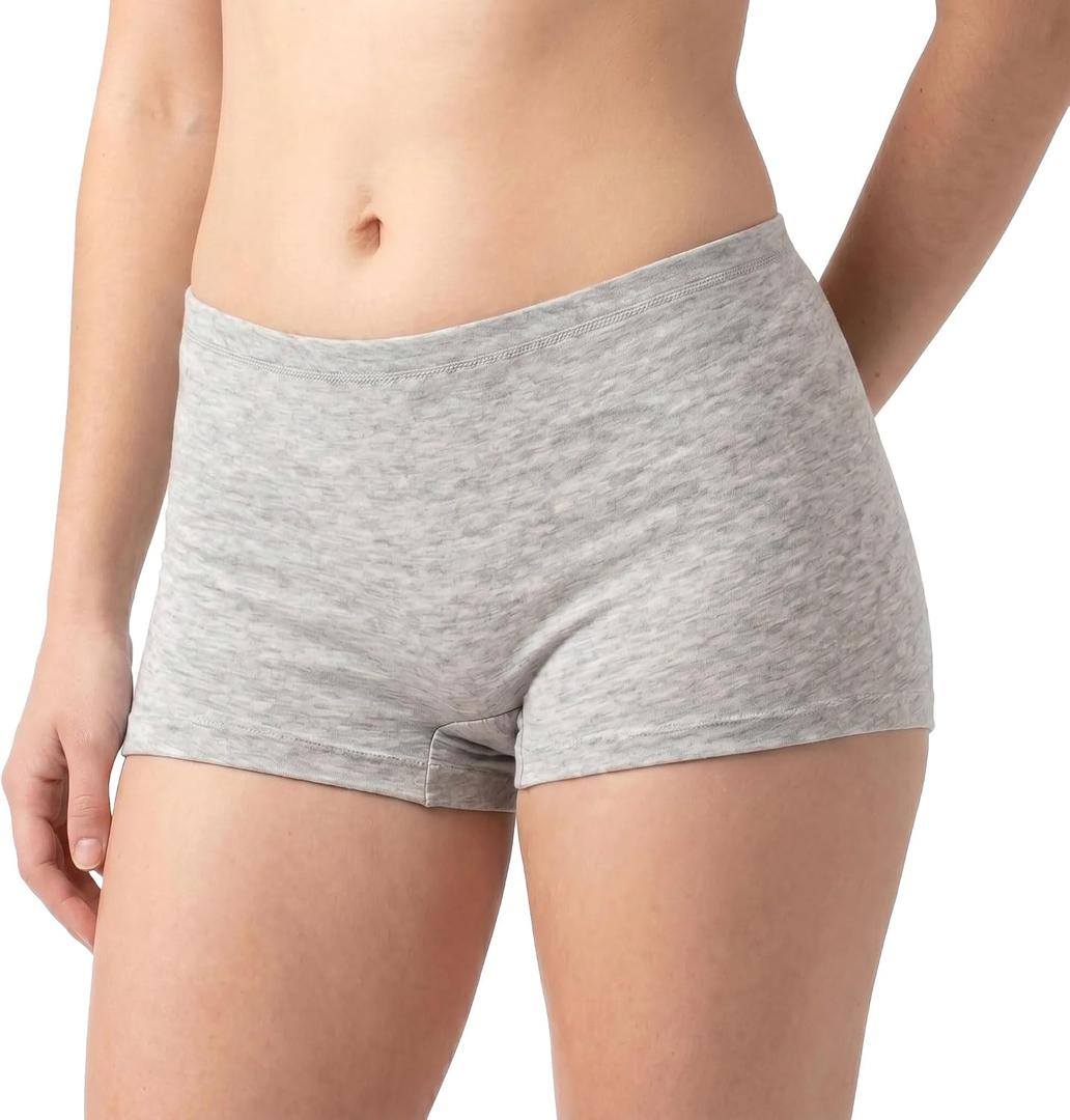100% Cotton Womens Boyshorts Underwear, Super Soft, Lightweight, Stretchy, Sensitive Skin, Made in Japan (Gray) Medium