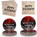 72pcs Party Plates and Napkins, include 2 Sizes 48pcs Welcome to The Other Side Plates & 24pcs Napkins Funny Spooky Theme Tableware Favors Party Supplies for Kids Adults Birthday Decoration Supplies