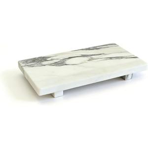 Marble Tray Vanity Tray, for Jewelry, Soap, and Perfume Display Organizer, White Pedestal Stand for Bathroom Home Decor