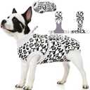 PetWarm Surgery Suit for Dogs Male, Dog Cone Alternative After Surgery, Covers Wounds, Prevents Licking, Fashionable and Protective, Lightweight and Breathable, Leopard Pattern, White, L (Large (Back:16.1-20.1'', Weight:23-48LB))