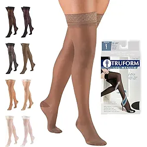 Truform Sheer Compression Stockings, 1520 mmHg, Women's Thigh High Length, 20 Denier, Nude, Large