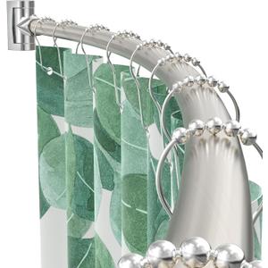 Curved Shower Curtain Rod For Bathroom 38-72 Inches, Adjustable Length, Curved Shower Rod, 0.9MM thickness, Round Shower Curtain Rods, Rotate Bracket For Large Shower Space, Need Drilling, Nickle